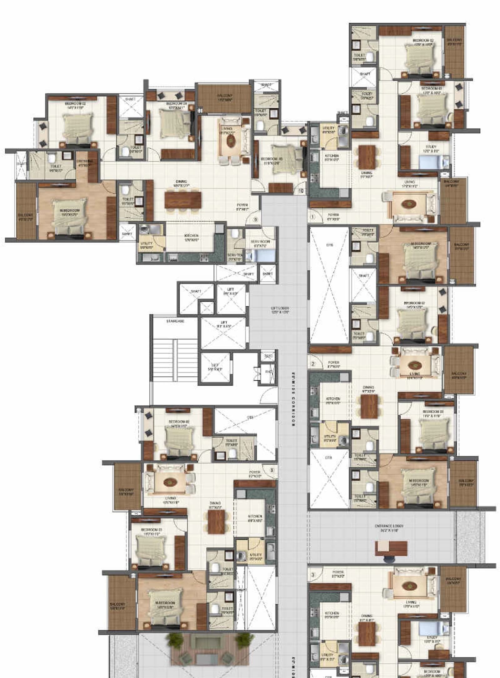 Floor plan, 4 BHK SMART - WEST 3 BHK CLASSIC -WEST 3 BHK SMART - WEST 3 BHK