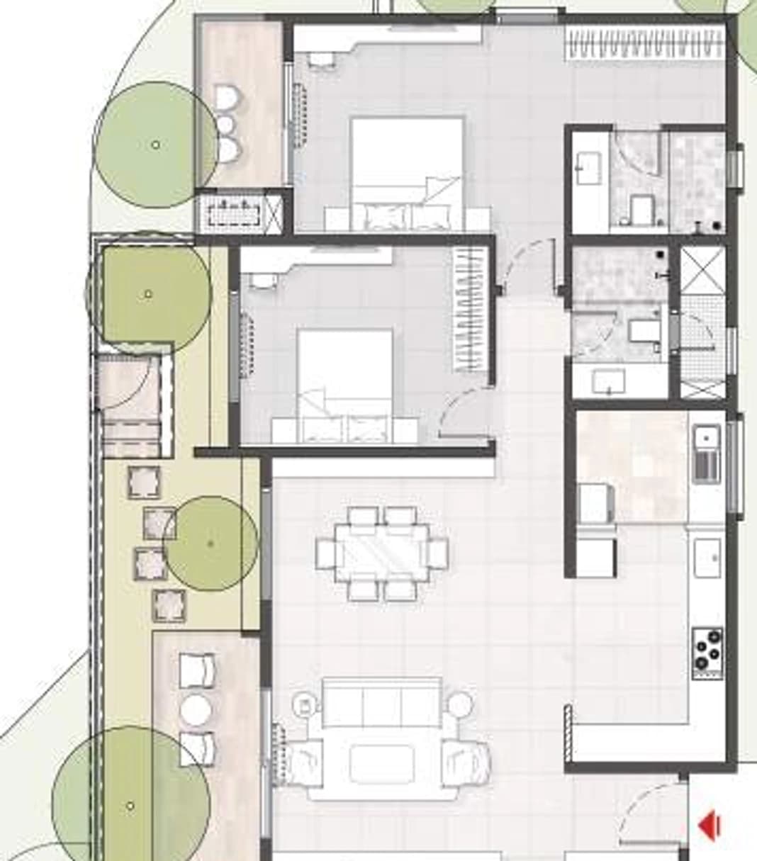 Floor plan, 3BHK AG