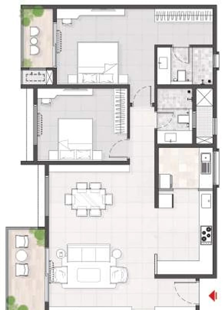 Floor plan, 3BHK C