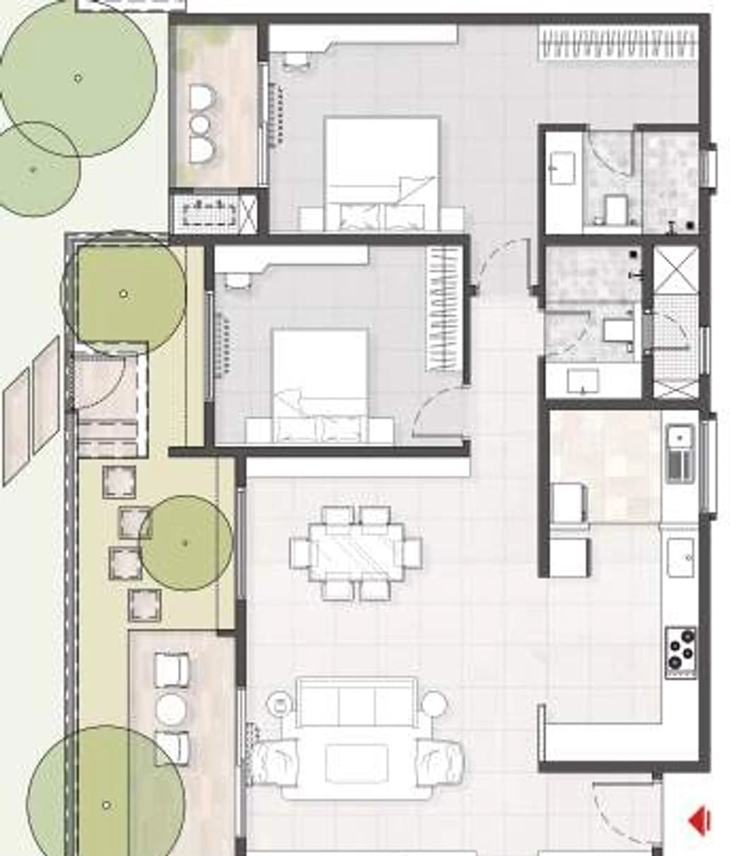 Floor plan, 3BHK CG