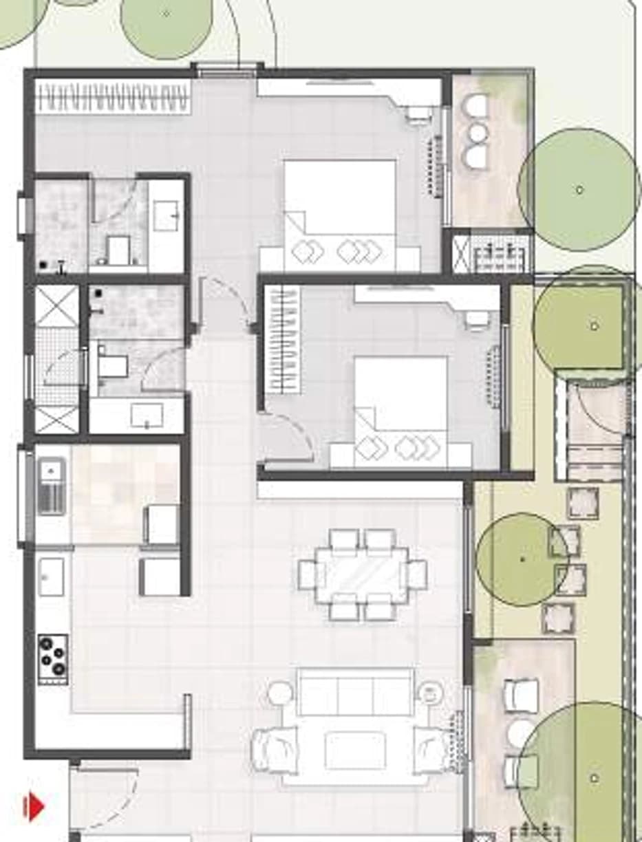 Floor plan, 3BHK DG