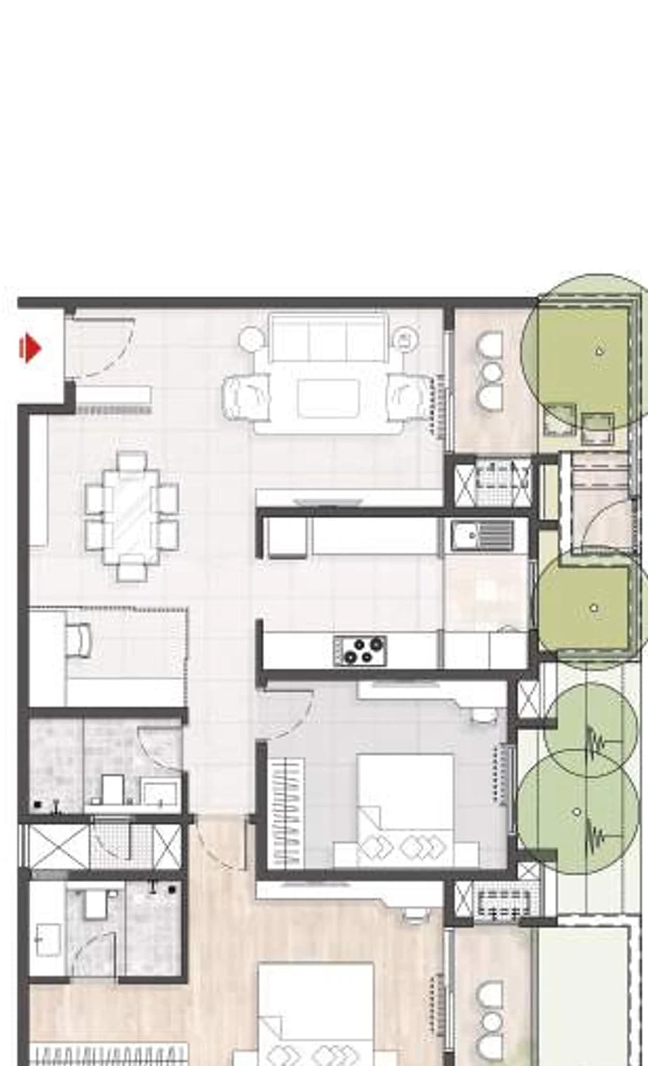 Floor plan, 2BHK JG