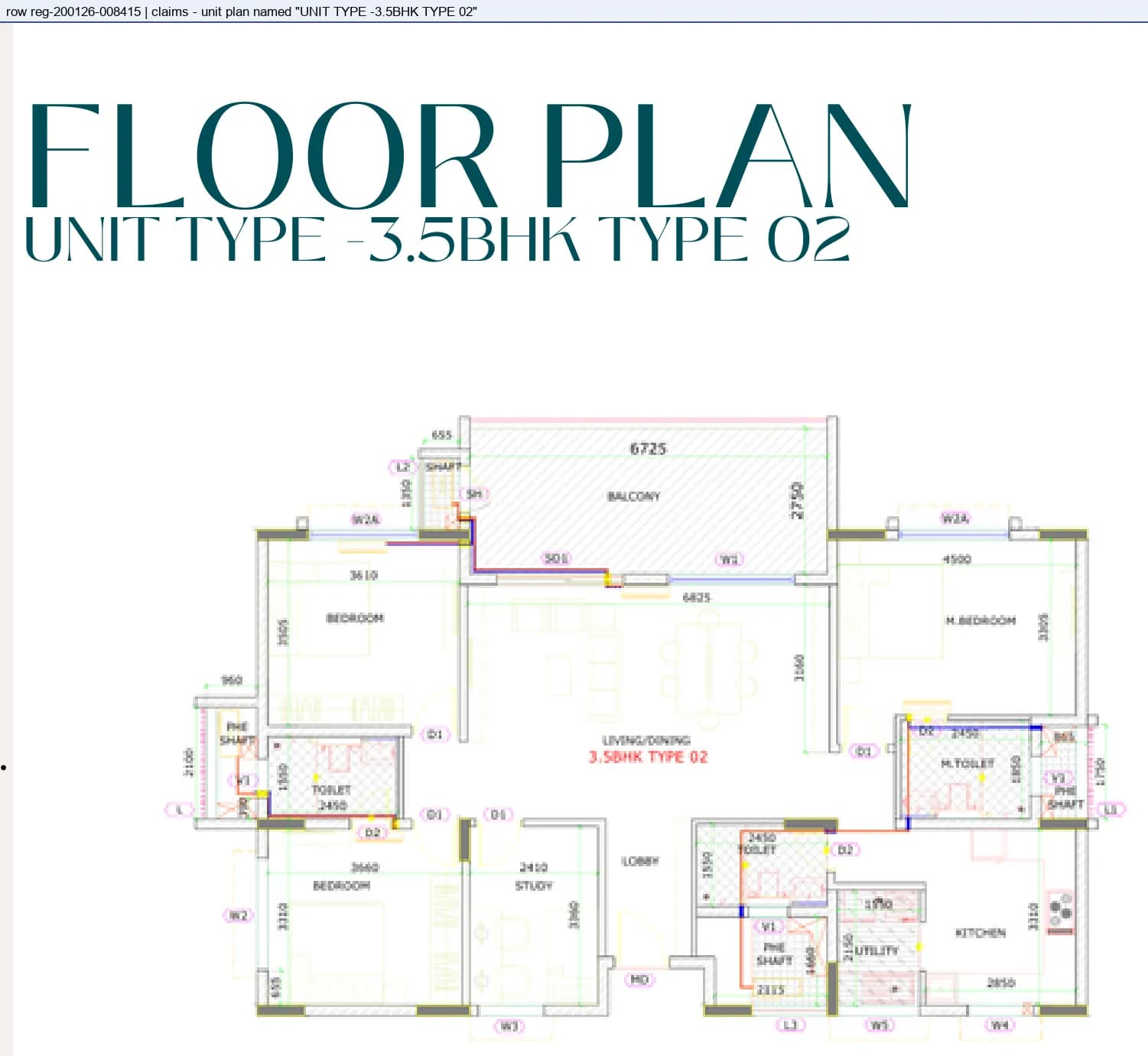 Floor plan, 3.5 BHK Type 02