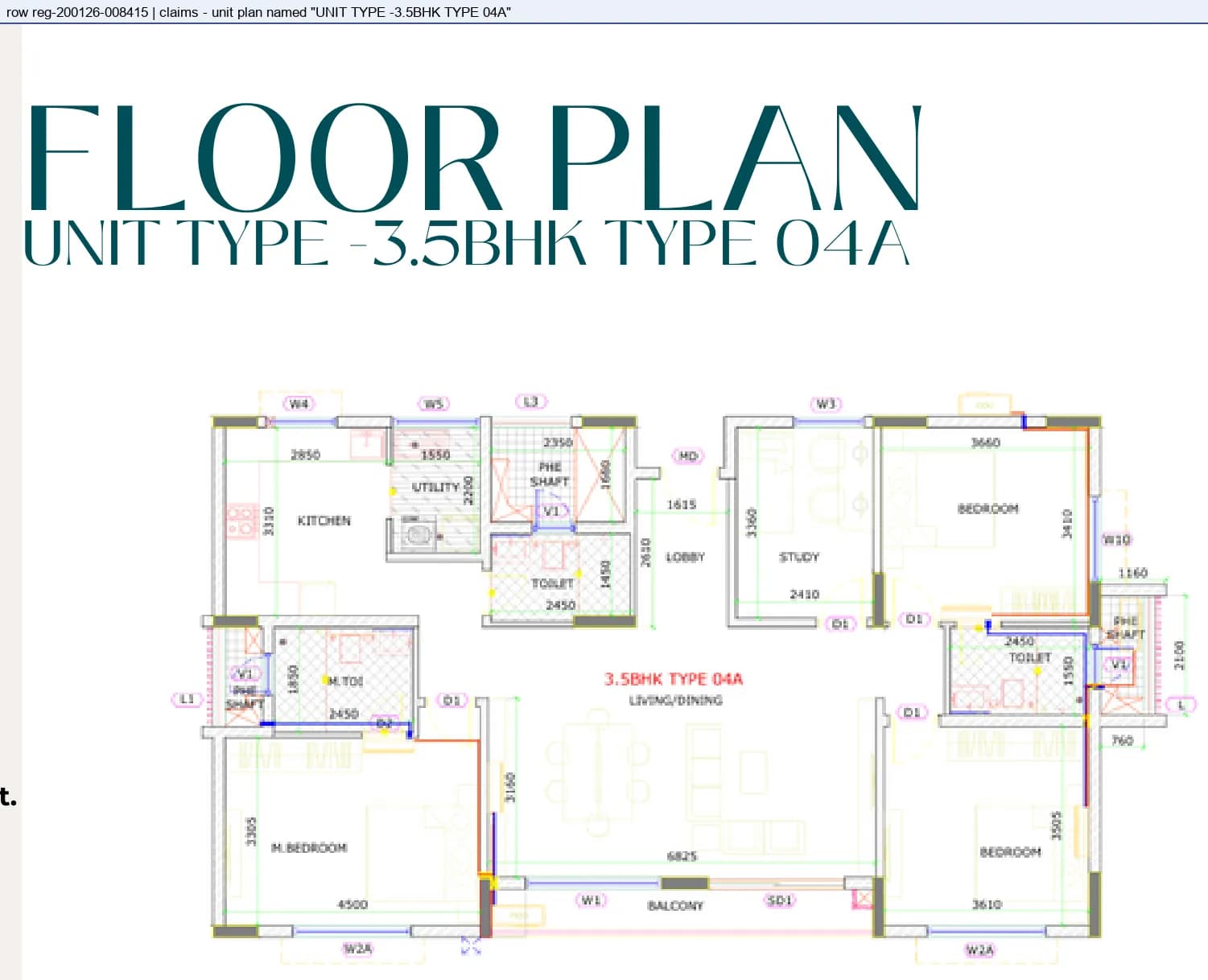 Floor plan, 3.5 BHK Type 04A