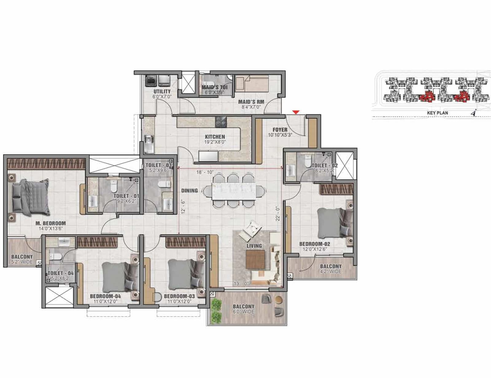 Floor plan, N Tower - 01 & 02