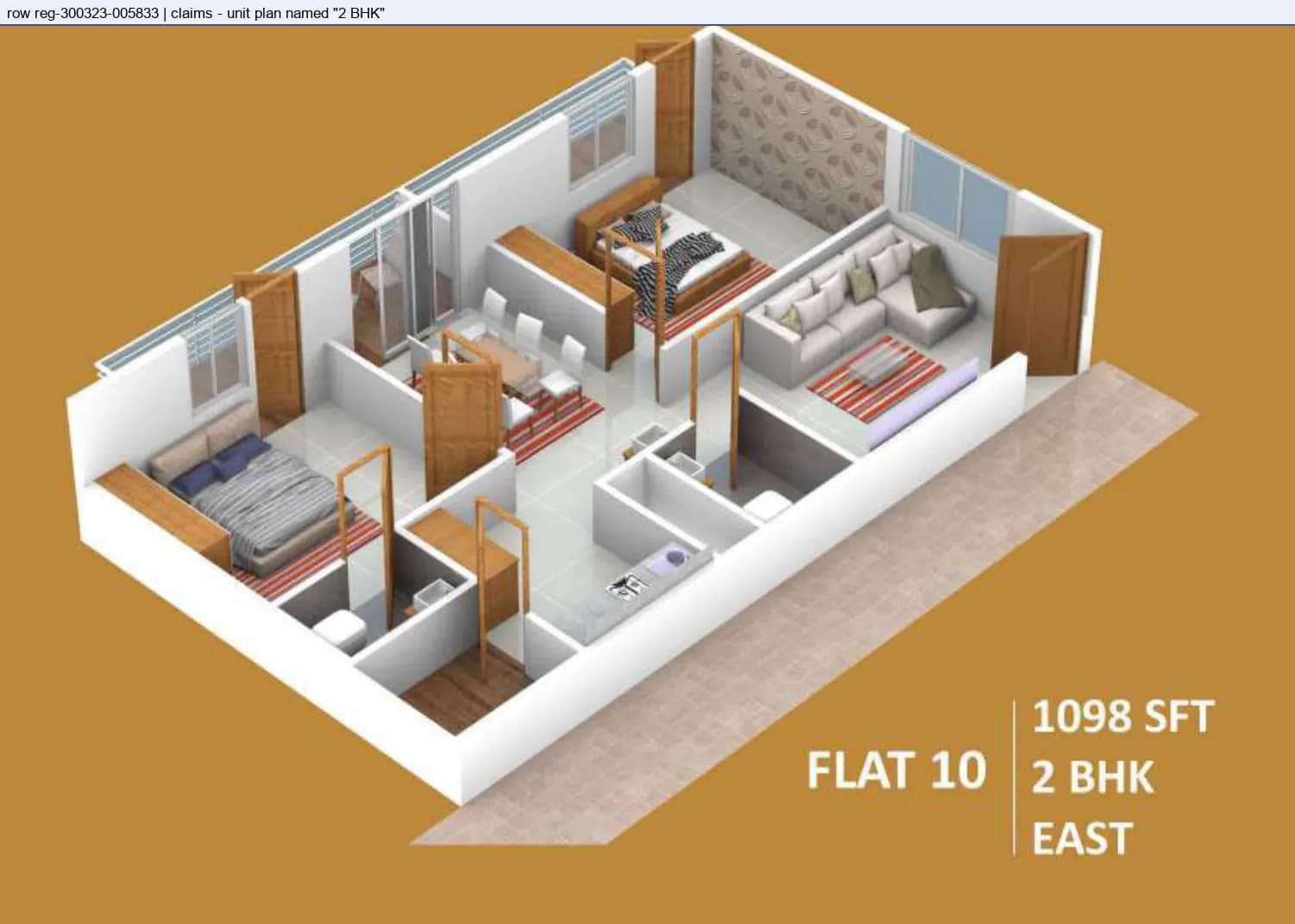 Floor plan, 2 BHK